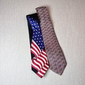 Carlos Devenezia & American Traditions Red White Blue Neckties USA Flag Pattern